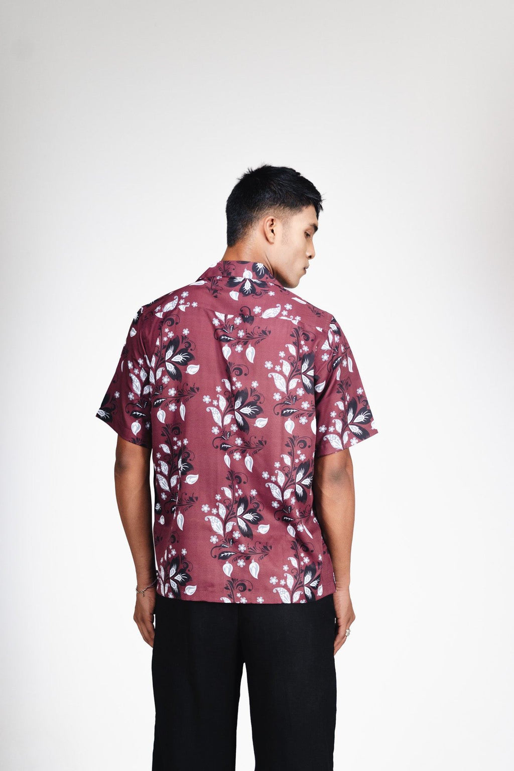 TROPIVANA-LEAF MAROON SHIRT - DEER & DOE