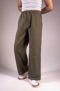 PREMIUM REMI COTTON BAGGY TROUSERS- UNISEX (OLIVE) - DEER & DOE