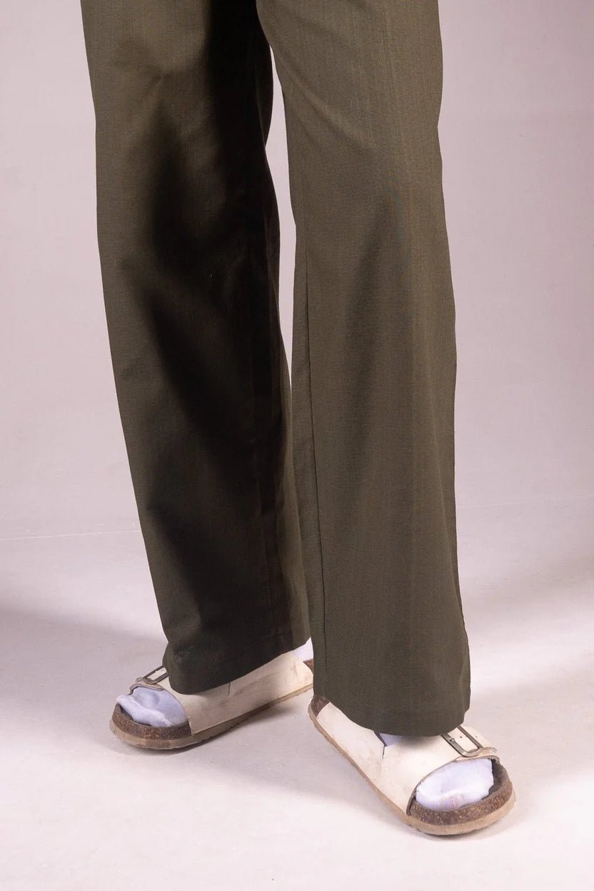 PREMIUM REMI COTTON BAGGY TROUSERS- UNISEX (OLIVE) - DEER & DOE