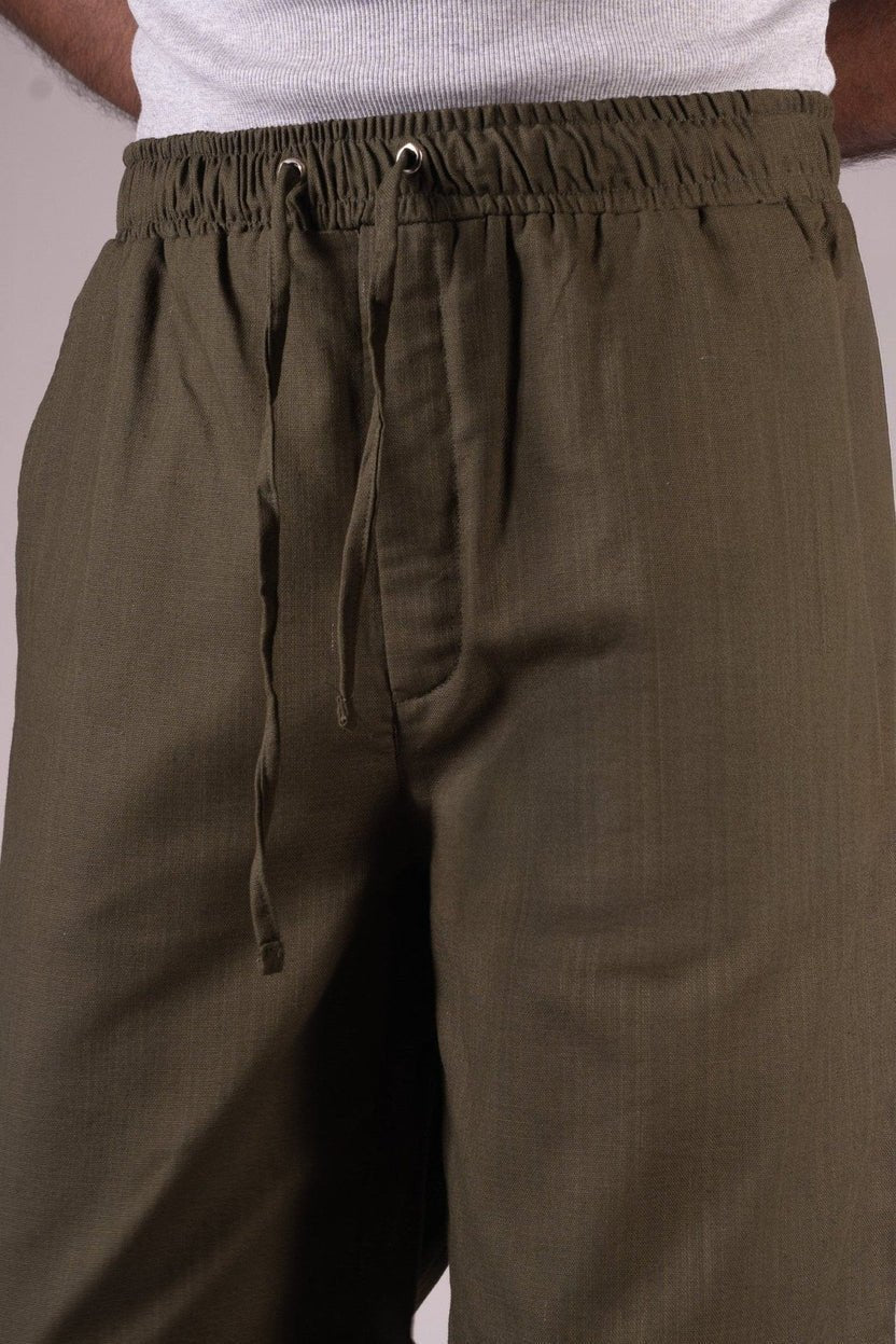 PREMIUM REMI COTTON BAGGY TROUSERS- UNISEX (OLIVE) - DEER & DOE